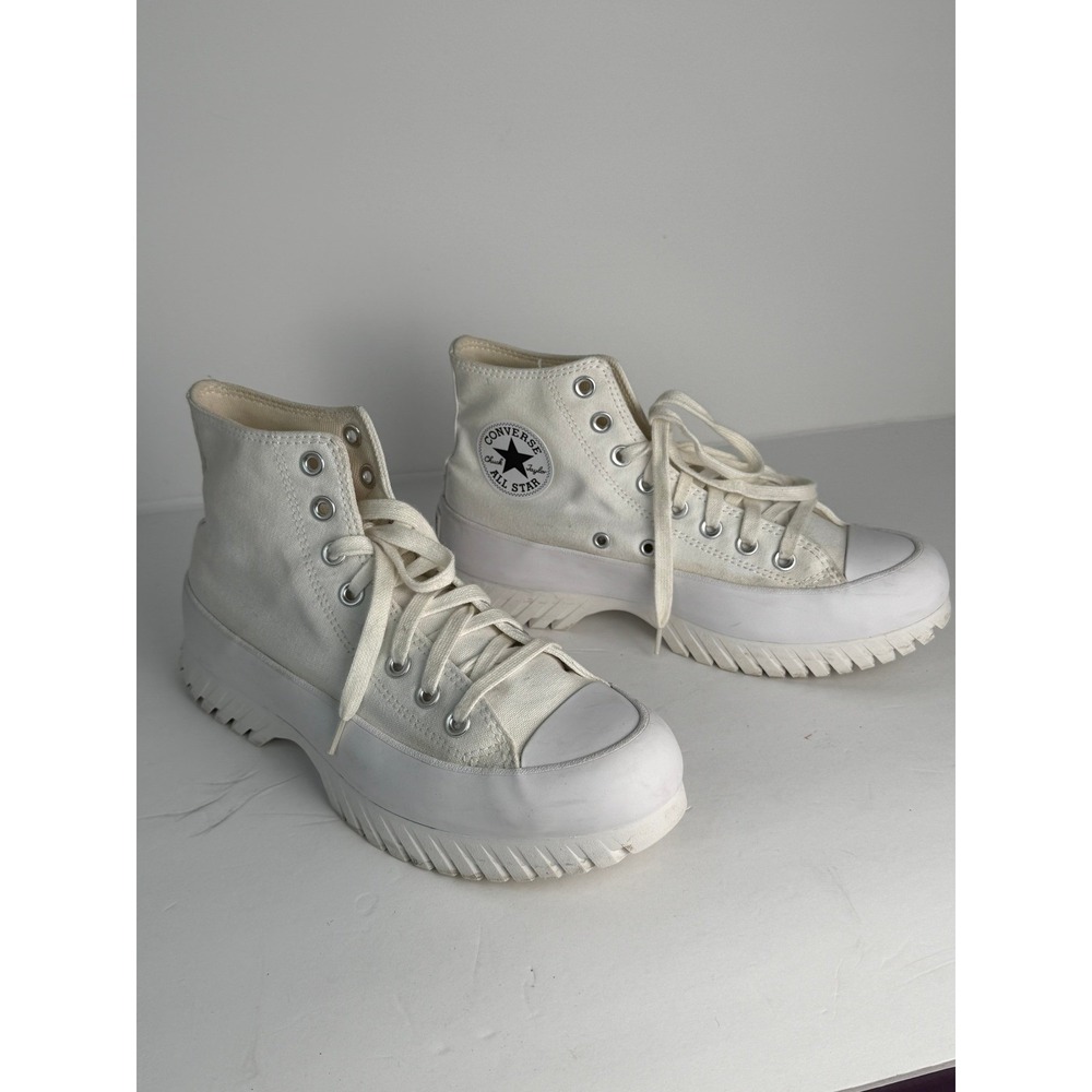 Converse Chuck Taylor Egret All Star Lugged 2.0 High Top White Sneakers Size 8.5